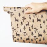 logo printed kraft paper roll with repeated brand design